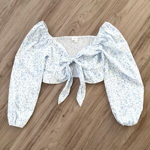 Mable Puff Sleeve Smocked Floral Top Womens Medium Cottagecore Coquette Feminine